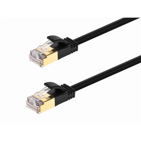 Monoprice SlimRun Cat6A Ethernet Patch Cable - Network Internet Cord - RJ45, Stranded, STP, Pure Bare Copper Wire, 36AWG, 10ft, Black