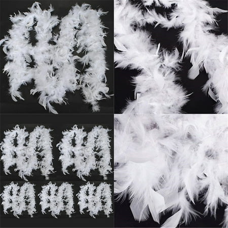 2M Long White Feather Garland, Great for Party, Wedding, Halloween Costume, Christmas Tree