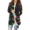 thumbnail image 2 of Kilaqueen Lightweight Cardigans for Women Trendy Open Front Halloween Cardigan Loose Long Sleeve Medium Length Coat Bat Pumpkin Graphic Fall Tunic Shirt, 2 of 6
