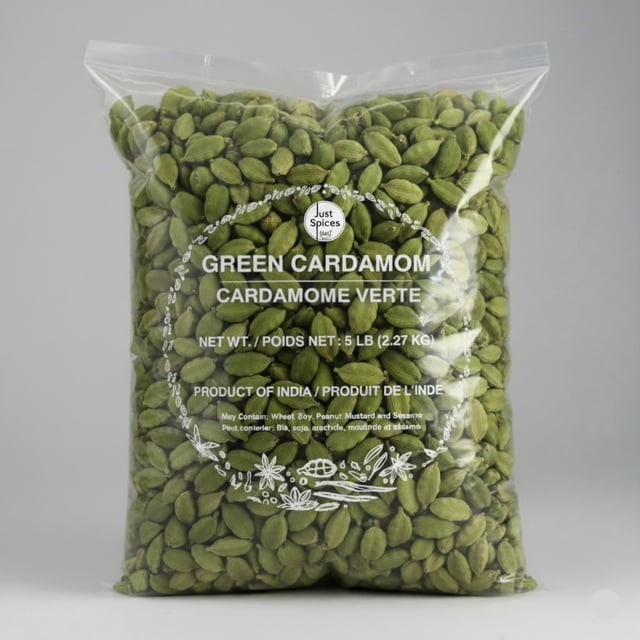 Just Spices - Cardamome Verte (Elaichi), 5 lb (2,27 kg), Produit de l'Inde, Paquet Économique