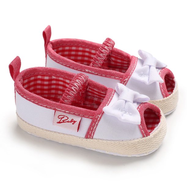 Walker Zapatos De Cuna Para Bebés Recién Nacidos De Bebé Princesa Flor Arco Suela De Algodón Primer Caminante Zapatillas De Deporte 0-18 Meses