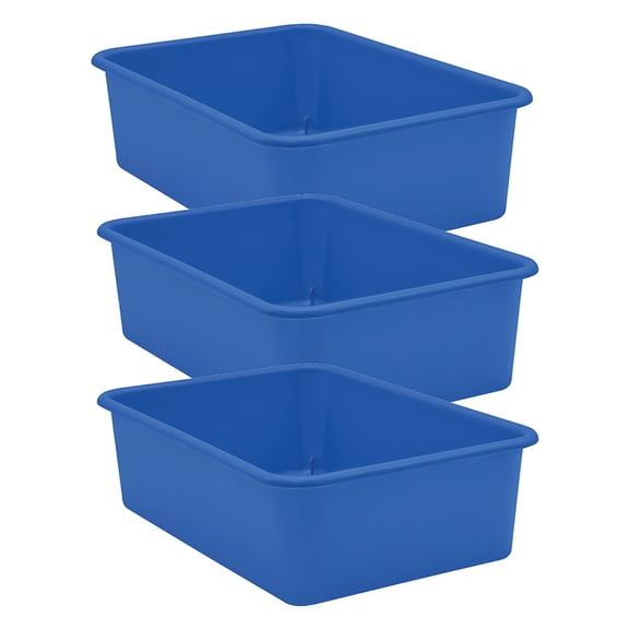 Teacher Created Resources Blue Large Plastic Storage Bin, Pack of 3