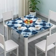 thumbnail image 3 of Blue White Tie Dye Mandala Pattern Square Fitted Tablecloth with Elastic Edge,Square Table Cover,Washable Elastic Table Cover for Home Kitchen Party Decor 34"x34", 3 of 6