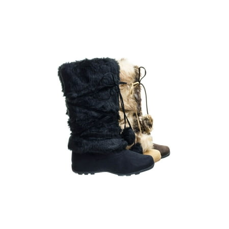 Tara by Blossom, Mukluk Wrap Around Mid Calf Faux Fur Boots , Women Winter Snow
