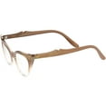 thumbnail image 4 of zeroUV Female Women's Retro Rhinestone Embellished Clear Lens Cat Eye Glasses 51mm (Brown / Clear) - 51mm, 4 of 5