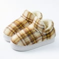thumbnail image 2 of Dakaela Fleece Plaid Slippers for Women Men Memory Foam Fuzzy House Slides Indoor Outdoor Walking Shoes, 2 of 9