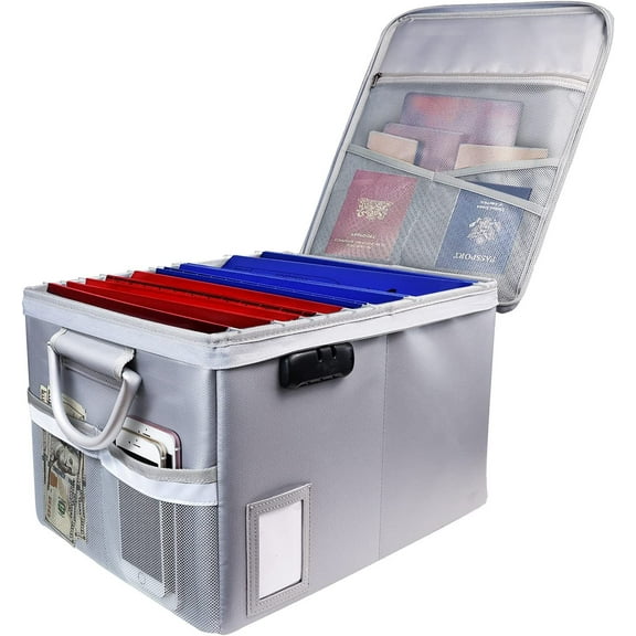 Fireproof File Cabinet with Lock, Fireproof Document Organizer Collapsible File Box Filing Cabinet with Handle for Letter Legal Folder Certifications