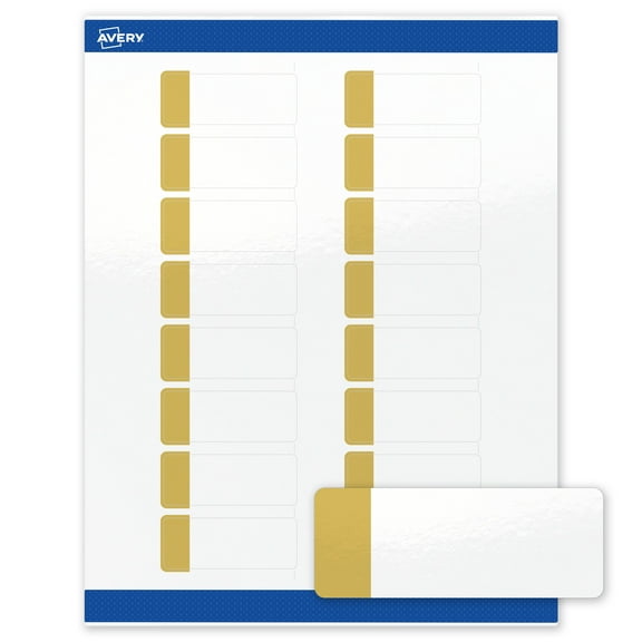 Avery® Labels, 1" x 2-5/8", Dipped Gold Edge, Glossy White, 160ct