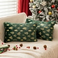 thumbnail image 1 of Christmas Tree Throw Pillow Covers, Set of 2 Winter Holiday Decorative Faux Fur Fuzzy Pillows Covers with Glitter Printed for Christmas Decor Sofa Couch Home, 1 of 6