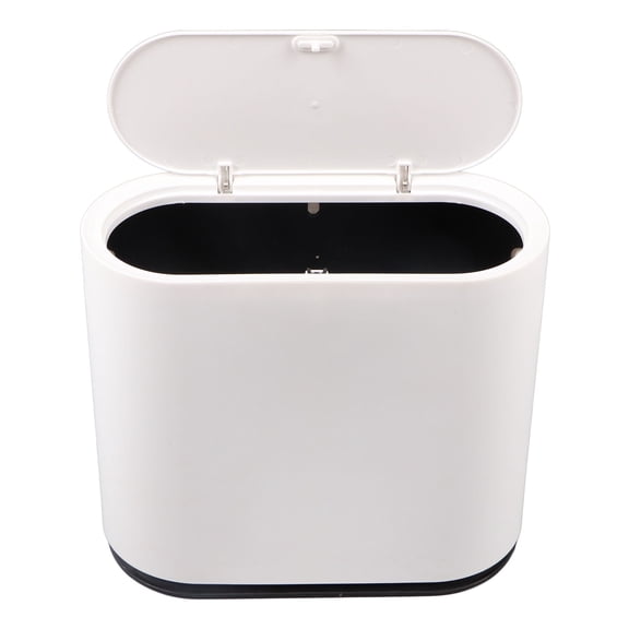 Bimzuc 12 Liter / 3.2 Gallon Step Trash Can with Lid, Plastic Press-Type Garbage Bin for Bathroom, Kitchen, Bedroom, Office - White