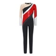 thumbnail image 4 of vastwit Girls Kids Metallic Bodysuit Color Block Gymnastics Leotard Figure Skating Jumpsuit Full Body Dance Unitard Red 16, 4 of 6