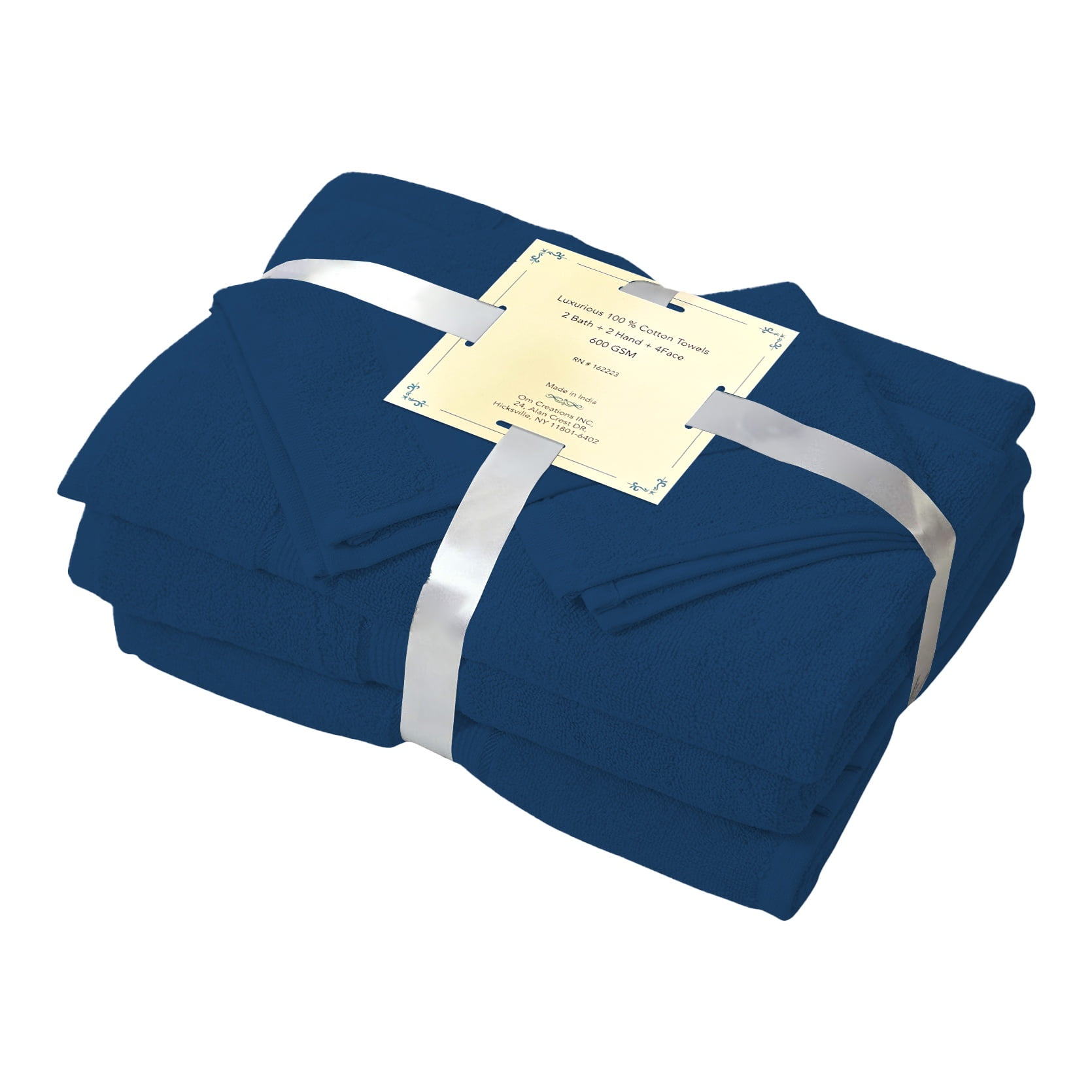Premium 100% Cotton Absorbent 600 GSM 6 Piece Bathroom Towel Set 2 Washcloths, 2 Hand Towels, 2 Bath Towels