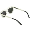 thumbnail image 4 of sunglassLA Unisex Unique Laser Cut Out Cat Eye Sunglasses With Color Mirrored Lens 48mm (Matte Silver / Green Mirror) - 48mm, 4 of 4