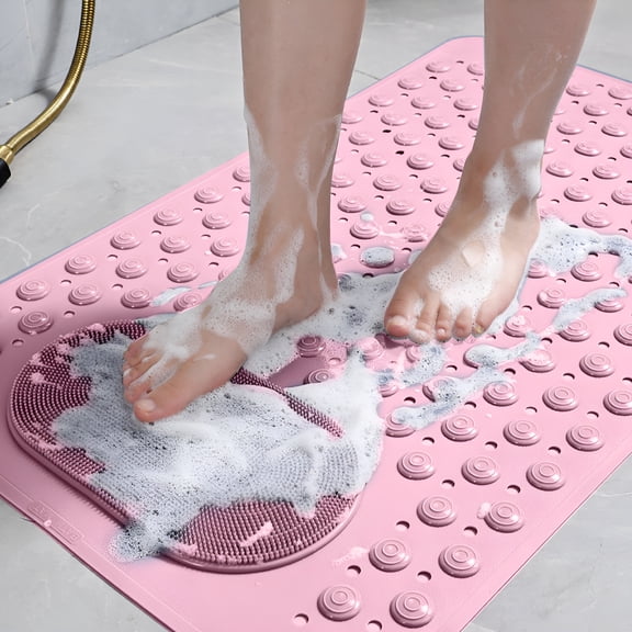 ACDANC Shower Foot Scrubber Mat,Non-Slip Exfoliating Feet Scrub Massage Bath Tub Mat,27 X 18" Bathroom Bathtub Massage and Shower Mat with Drain Holes