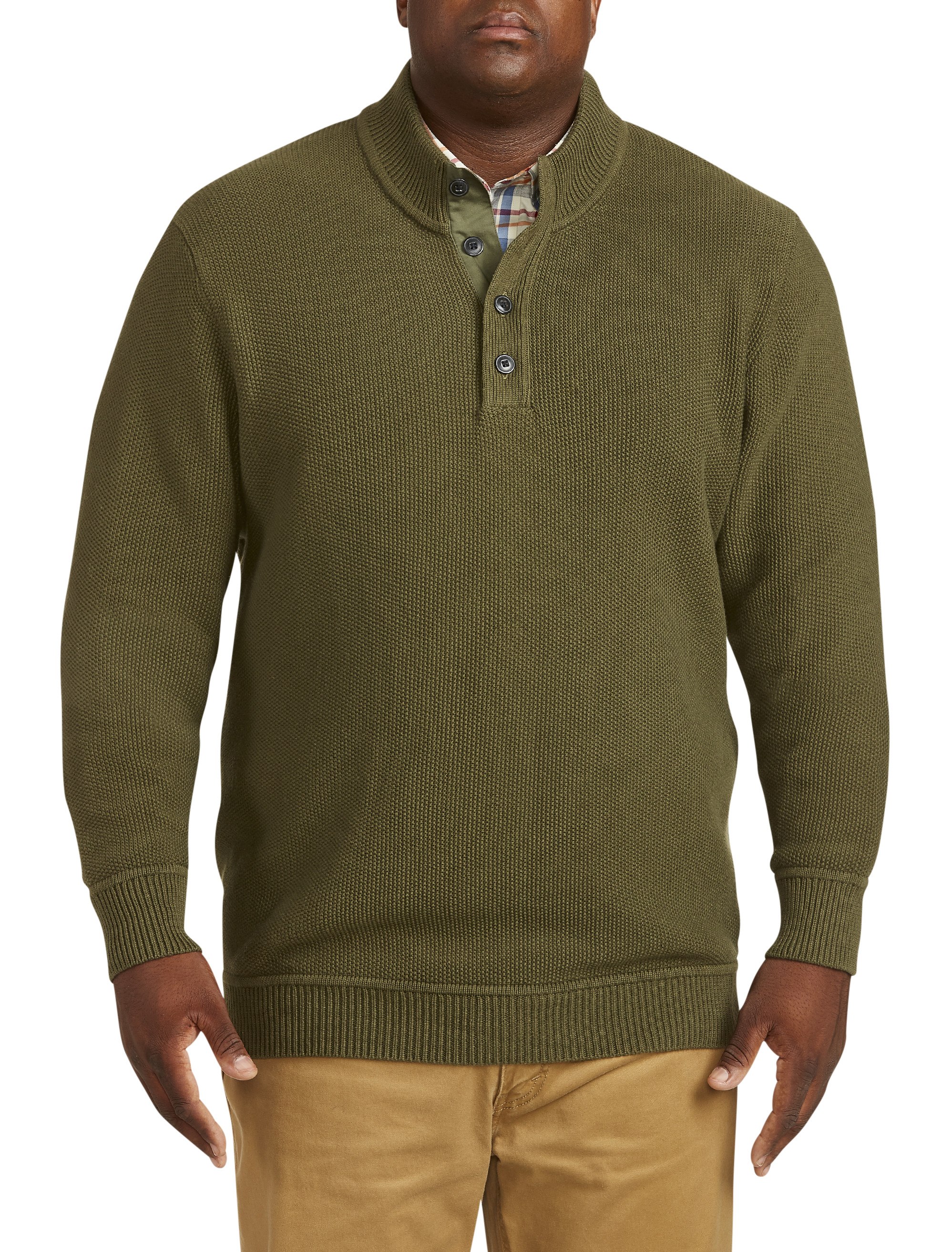Oak Hill by DXL Men's Big and Tall Double Layer Sweater, Olive Night, 4XL -  Walmart.com