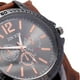 thumbnail image 5 of Reloj de pulsera para hombre, de cuero, con hebilla de pasador, esfera redonda, estilo punk hip hop. Marrón, 5 of 9