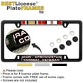 thumbnail image 2 of Iraq Afghanistan Combat Veteran with Ribbons Design - Domed Custom-Made Personalized Narrow (Thin) Top 4 Hole Metal Car License Plate Frame with Free caps - Black Frame (Qty: 1), 2 of 7
