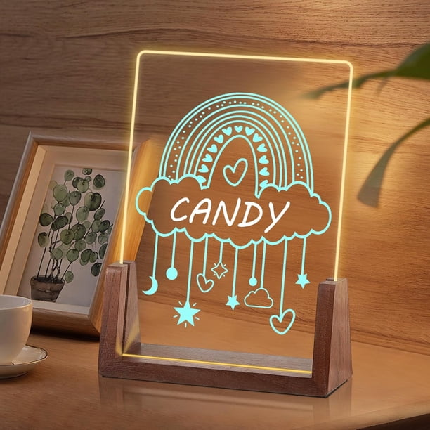 Luz de noche de puente de arcoíris personalizada para niñas, regalos de cumpleaños de Navidad para niños personalizados, luz de noche de acrílico, decoración de guardería de bebé personalizada, lámpar