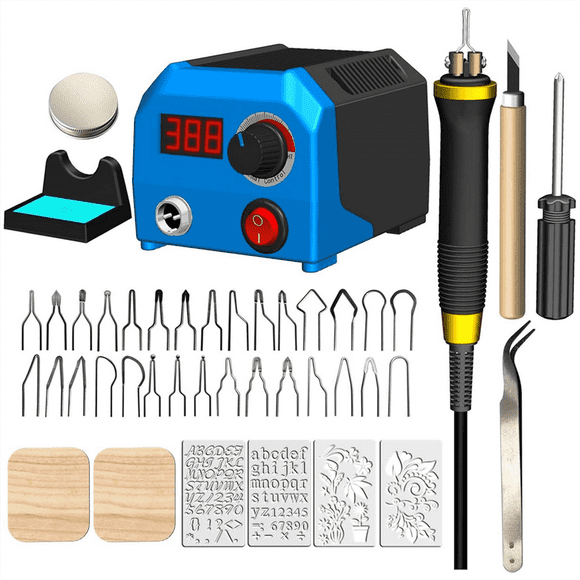 LEEYNEER Wood Burning Tool Digitally Adjustable Temperature Wood Burner Kit Wood Burner Tool Kit US Plug