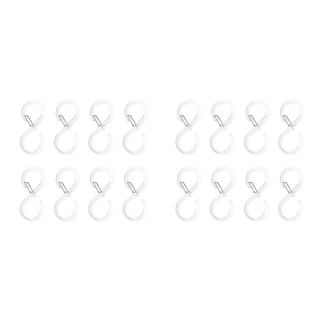 Maytalsory 8 Pieces S-shaped Hook with Buckle Kitchen Bathroom Windproof Shower Rod Hooks Clothes Bath Ball Punch-free Hanger Transparent 2Set