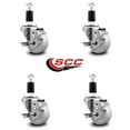 thumbnail image 2 of 3 Inch Nylon Swivel 1-3/8 Inch Expanding Stem Caster Set with Brake SCC, 2 of 2
