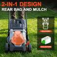 thumbnail image 3 of FLOYANT 14in Lawn Mower，Electric Lawn Mower with 5-Position Height Adjustment,Walk-Behind Push Mowers with 35L Grass Bag, 2 x 5.0Ah Batteries & Charger Included, 3 of 10