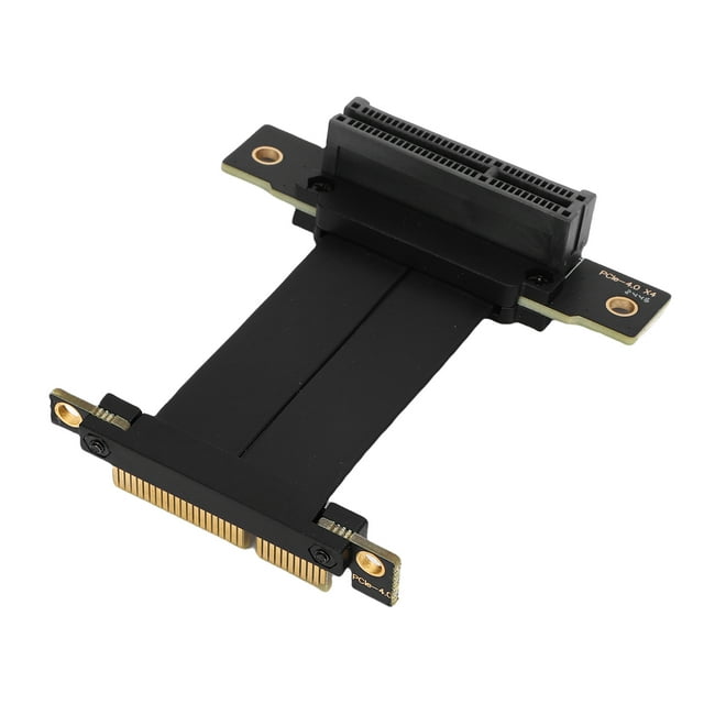 PCIE 4.0 4X Riser Cable, Dual 90 Degree Right Angle Extension, PCIE 4.0 4X Port High Speed 64 Pin Flexible GPU Graphics Card Extension Cable for PC Cases