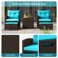 thumbnail image 4 of Gymax Set of 5 Patio Rattan Furniture w/ 2 Wicker Ottomans & Tempered Glass Coffee Table Turquoise, 4 of 6