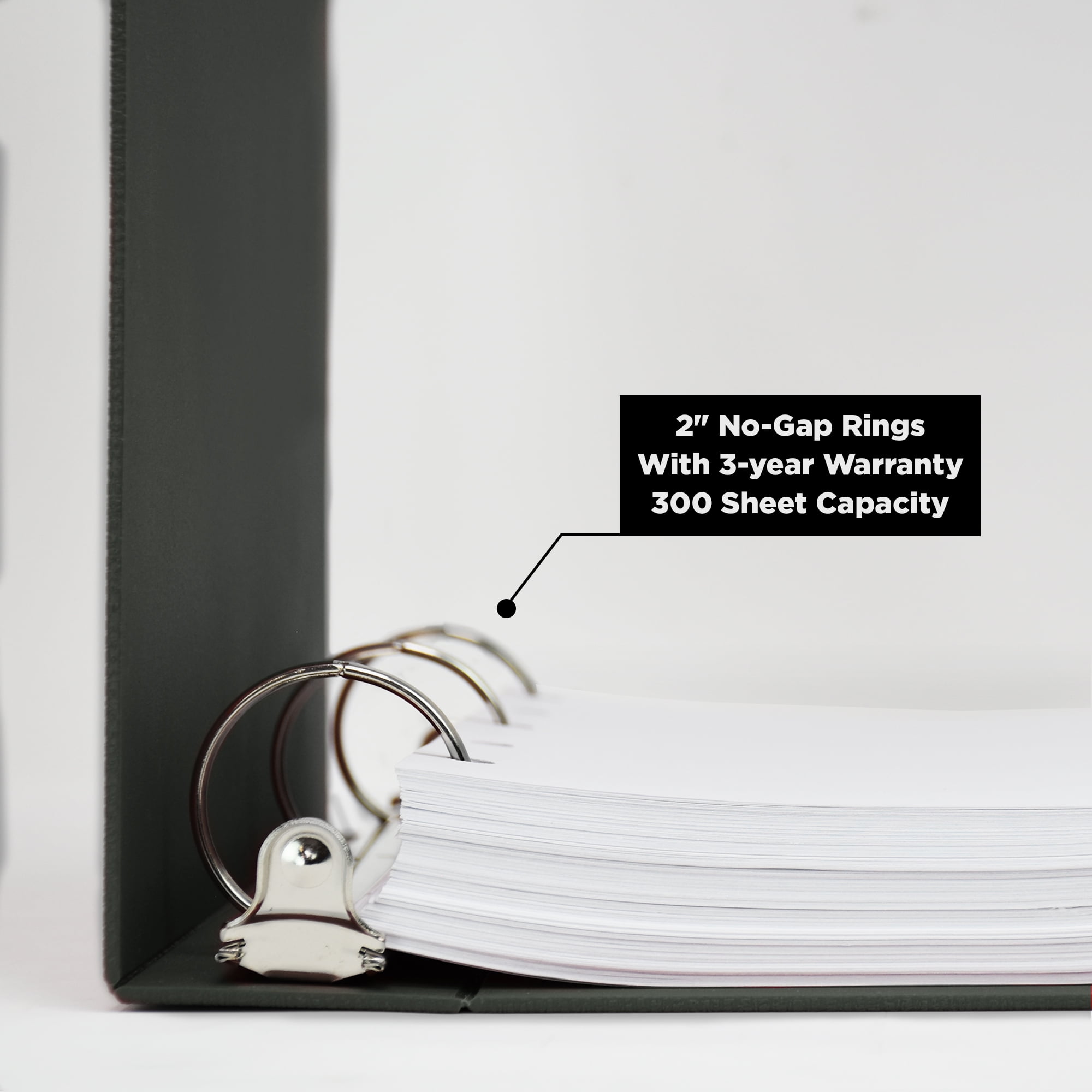 Carstens 2-Inch Heavy Duty 3-Ring Binder - Top Opening, Charcoal Gray
