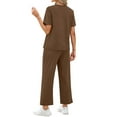 thumbnail image 4 of Fantaslook 2 Piece Sets for Women Casual Summer Travel Vacation Outfits Short Sleeve Tops Wide Leg Pants Lounge Sets, 4 of 10