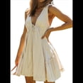 thumbnail image 2 of Minivestido Bohemio de Verano para Mujer, Sin Mangas, con Escote en V Profundo, con Vuelo Escalonado y Espalda Descubierta, Ideal para Salir de Vacaciones. Color Rosa Albaricoque L, 2 of 10