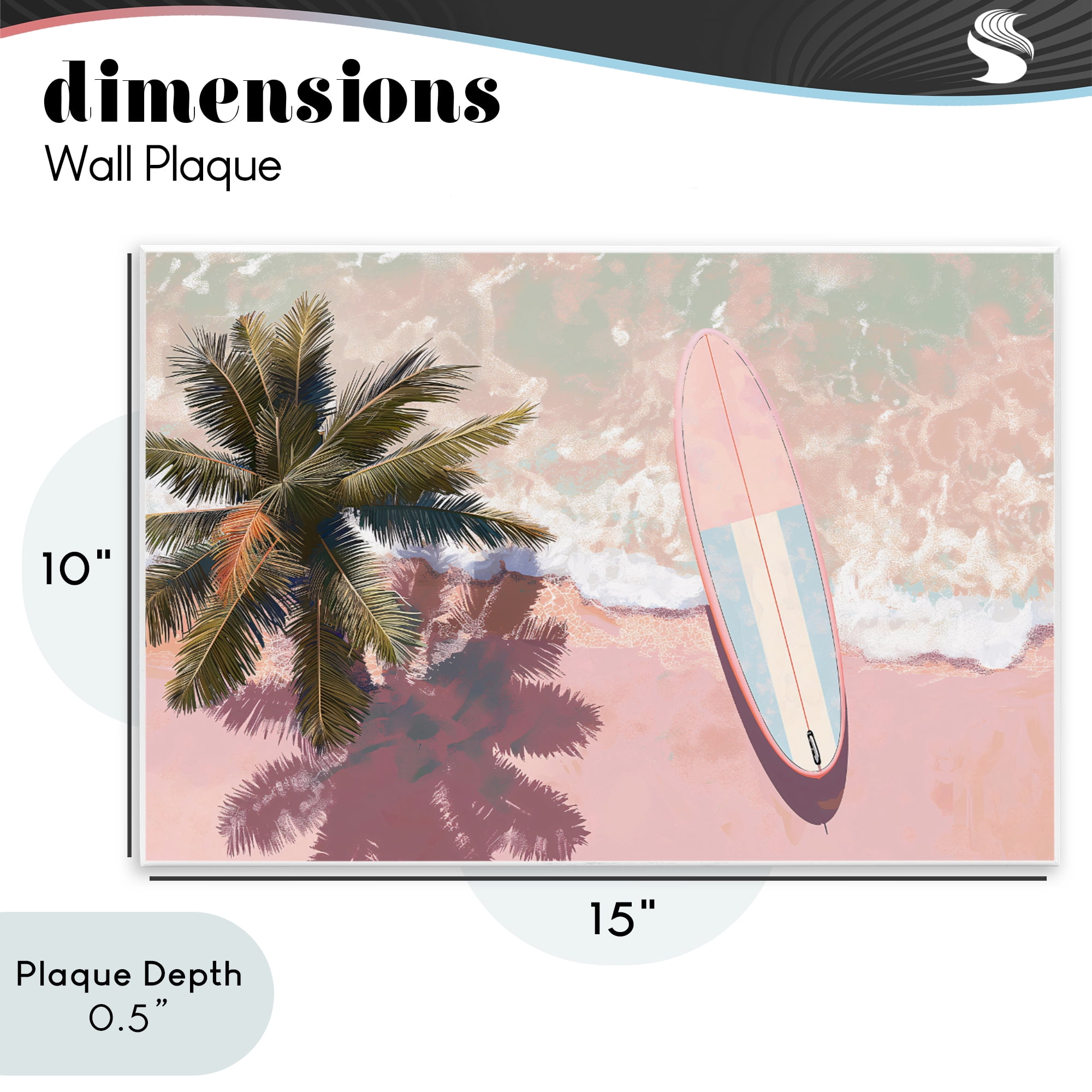Stupell Industries Blush Pink Surfboard & Palm Wall Plaque Art, design by Jacky Ngan