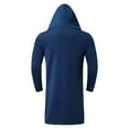 thumbnail image 2 of SWSMCLT Men's Long Hooded Coat Cardigan Outerwear Cold Weather Drape Front Loose Coats Casual Chic Knee Length Blue Large, 2 of 3