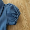 thumbnail image 6 of Jinhomg Summer Denim Dress for Girls Cute Puff Sleeve Tiered Dresses Casual Comfy Lapel Collar Button Midi Dress 2025 Fashion Jean Dress Navy 1-2 Years, 6 of 9