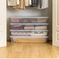 thumbnail image 6 of Mainstays 41 Qt. (10 gal.) Plastic Under Bed Box, Stackable Closet Storage Bins, Clear, Set of 6, 6 of 9