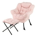 thumbnail image 1 of Costway Lazy Sofa Chair Accent Leisure Armchair with Folding Footrest & Storage Pocket Pink, 1 of 10