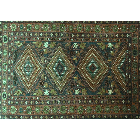 Ahgly Company Indoor Rectangle Persian Turquoise Blue Traditional Area Rugs, 7' x 9'