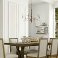 thumbnail image 4 of LNC 6-Light French Country Distressed Off-White Handmade Wood and Metal Candle Shape Chandelier, 4 of 14