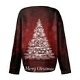 thumbnail image 6 of Women's Casual Christmas Print Waffle Henley Shirt Long Sleeve Top Button Up V Neck Loose Knit Fall Winter Favorite Blouse,Watermelon Red,L, 6 of 8