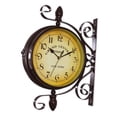 thumbnail image 2 of Reloj de pared de doble cara con adorno de , redondo, retro, decorativo, silencioso, para patio, oficina, sala de estar, cafetería, interior, 2 of 9