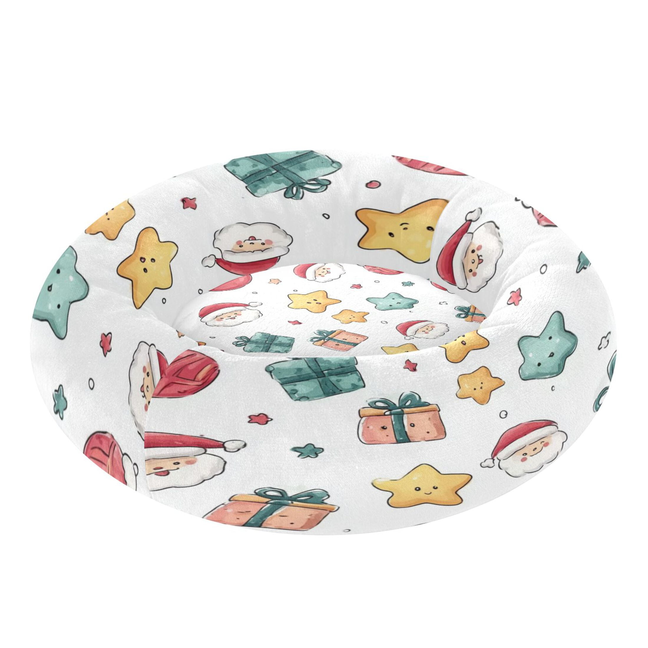 Iauyy Pet Couch Donut Cat Bed for Indoor Cats/Small Dogs Washable & Machine with Non-slip Bottom Calming Cat Furniture, Cartoon Face (M)