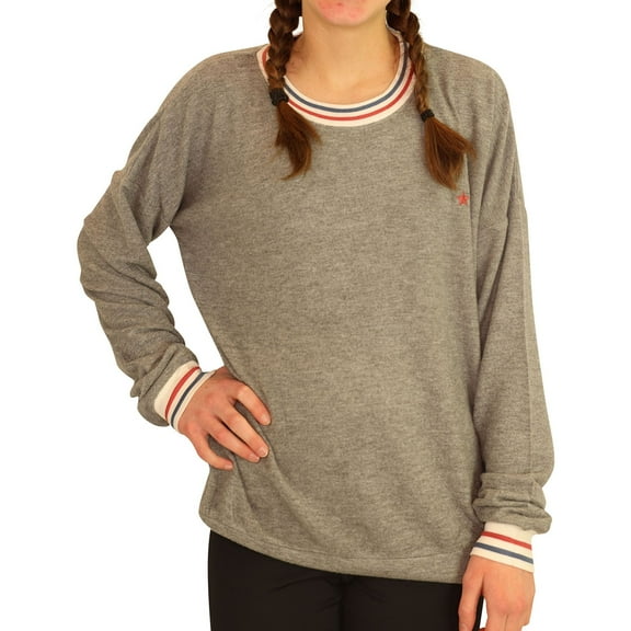 P.J. Salvage Womens Small Star Pajama Sweater, Grey, Small