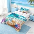 thumbnail image 2 of Manfei Cartoon Magical Beach Wave Seashell Starfish Twin Comforter Sets for Kids Boys and Girls, Coastal Ocean Print Bedding Set, Polka Dots Reversible 2-Piece, 1 Comforter and 1 Pillowcase, 2 of 6