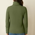 thumbnail image 3 of Women's Turtleneck Sweaters Fall Fitted Long Sleeve Pullover Sweater Ribbed Knit Basic Tops Army Green M, 3 of 5