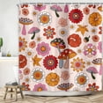 thumbnail image 2 of Retro Sun Flower Shower Curtain, Vintage Hippie Funky 70s Sun Flowers Shower Curtains for Bathroom Decor, Boho Colorful Floral Shower Curtain Set with 12 Hooks, 72X72in, 2 of 5