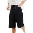 thumbnail image 4 of Baggy Jean Shorts for Men Casual Loose Fit Hip Hop Skateboard Denim Shorts, 4 of 6