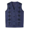 thumbnail image 2 of Handshe Men's Fashionable V-Neck Cardigan Sweater Vest, Single Button Knit Vest for Casual Layering, Winter Outfits,Plus Size, 2 of 3