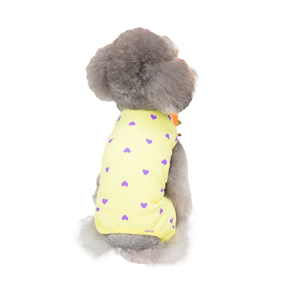 Dog Jumpsuit Breathable Comfy All-season Small Dog Four-legged Love Heart Print Pajamas for Home
