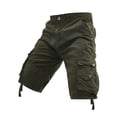 thumbnail image 2 of Mens Cargo Shorts Multi Pockets Drawstring Hem Hiking Shorts Button Fly Work Shorts Relaxed Fit Solid Color Outdoor Fishing Outfits, 2 of 6
