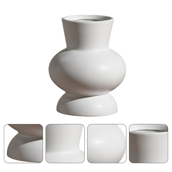 MLINS White Ceramic Vase for Flower Arrangement and Home Decor Exquisite Centerpiece porcelain vase